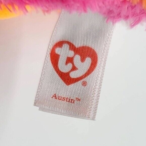 2/$15 Claire's Exclusive Ty Beanie Boos Austin Plush Pink 6.5" Glitter Eyes Dog - Picture 8 of 10